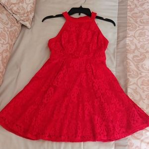 Speechless Red Lace Junior Dress Halter Style Size XS Like New